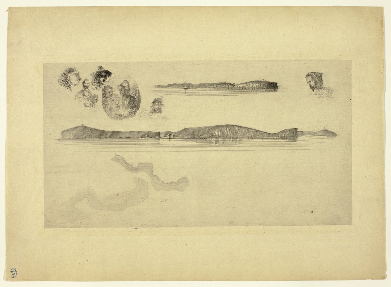Bocetos en la Placa de la Encuesta Costera de James Abbott McNeill Whistler