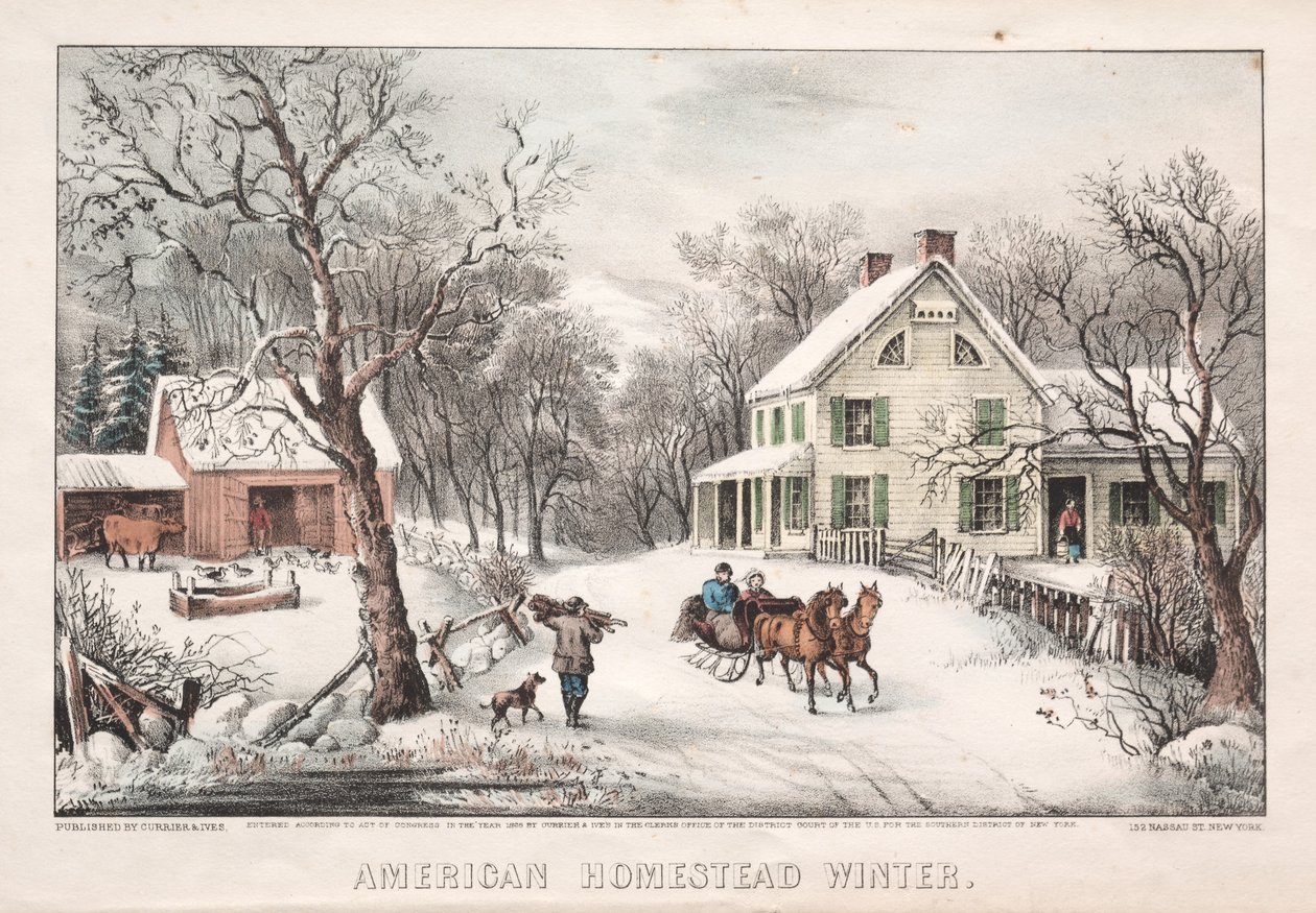 Hogar estadounidense, invierno, 1868 de James Merritt Ives