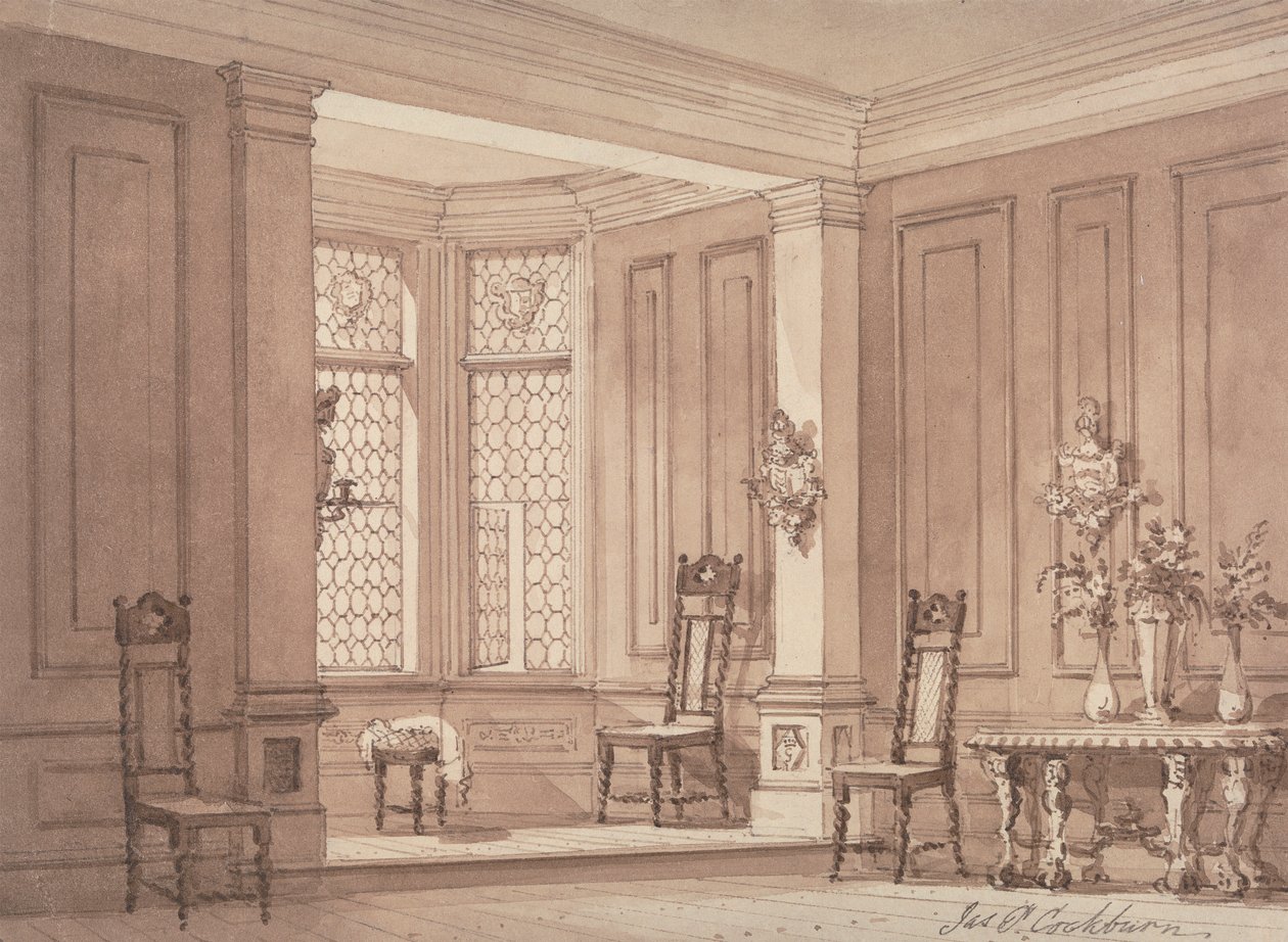 Salón de una mansión gótica de James Pattison Cockburn
