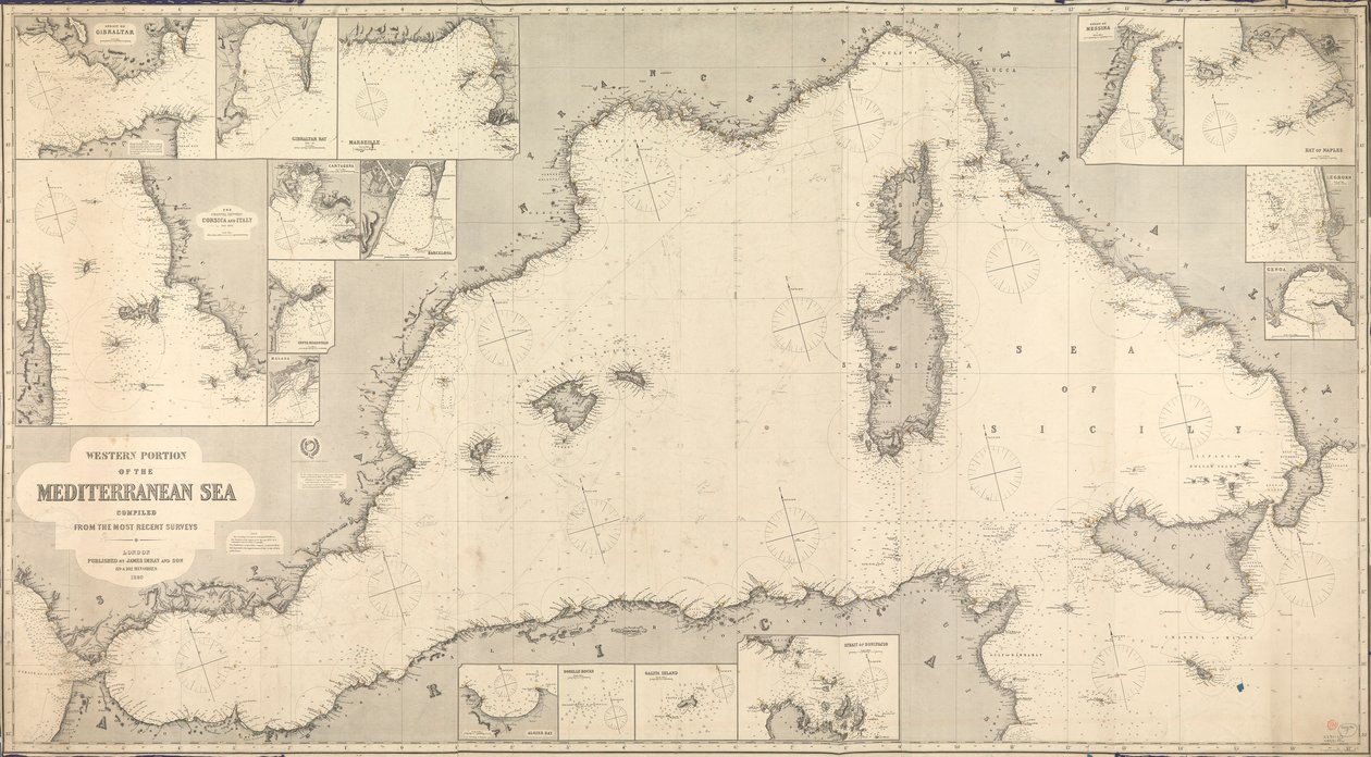 Mapa del Mediterráneo Occidental de James & Son Imray
