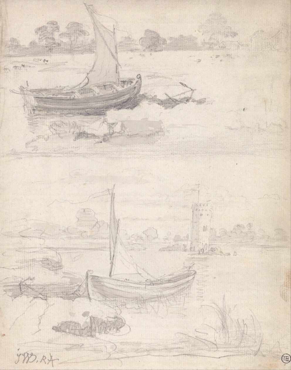 Estudios de barcos en una ribera de James Ward