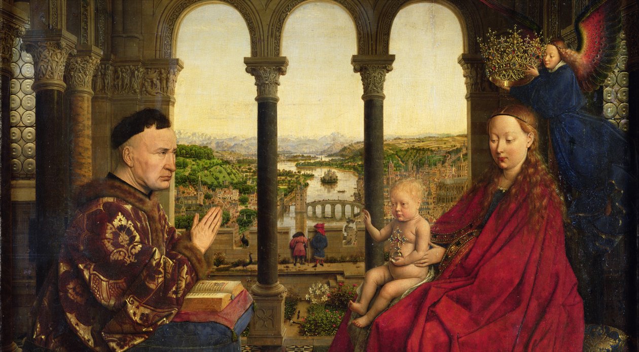 La Virgen del Canciller Rolin, c.1435 (panel) (detalle) de Jan van Eyck