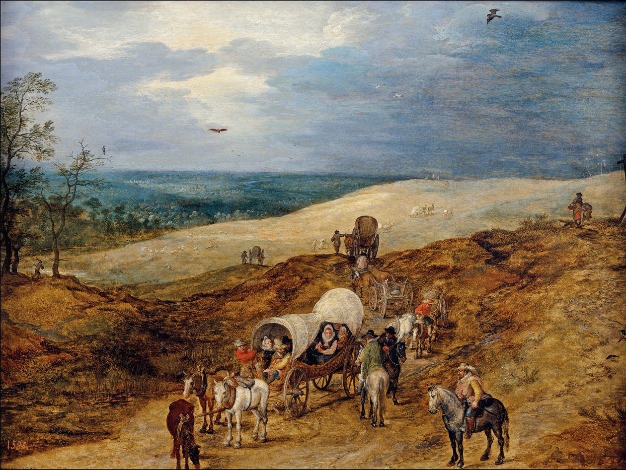 Paisaje con carros de Jan the Elder Brueghel
