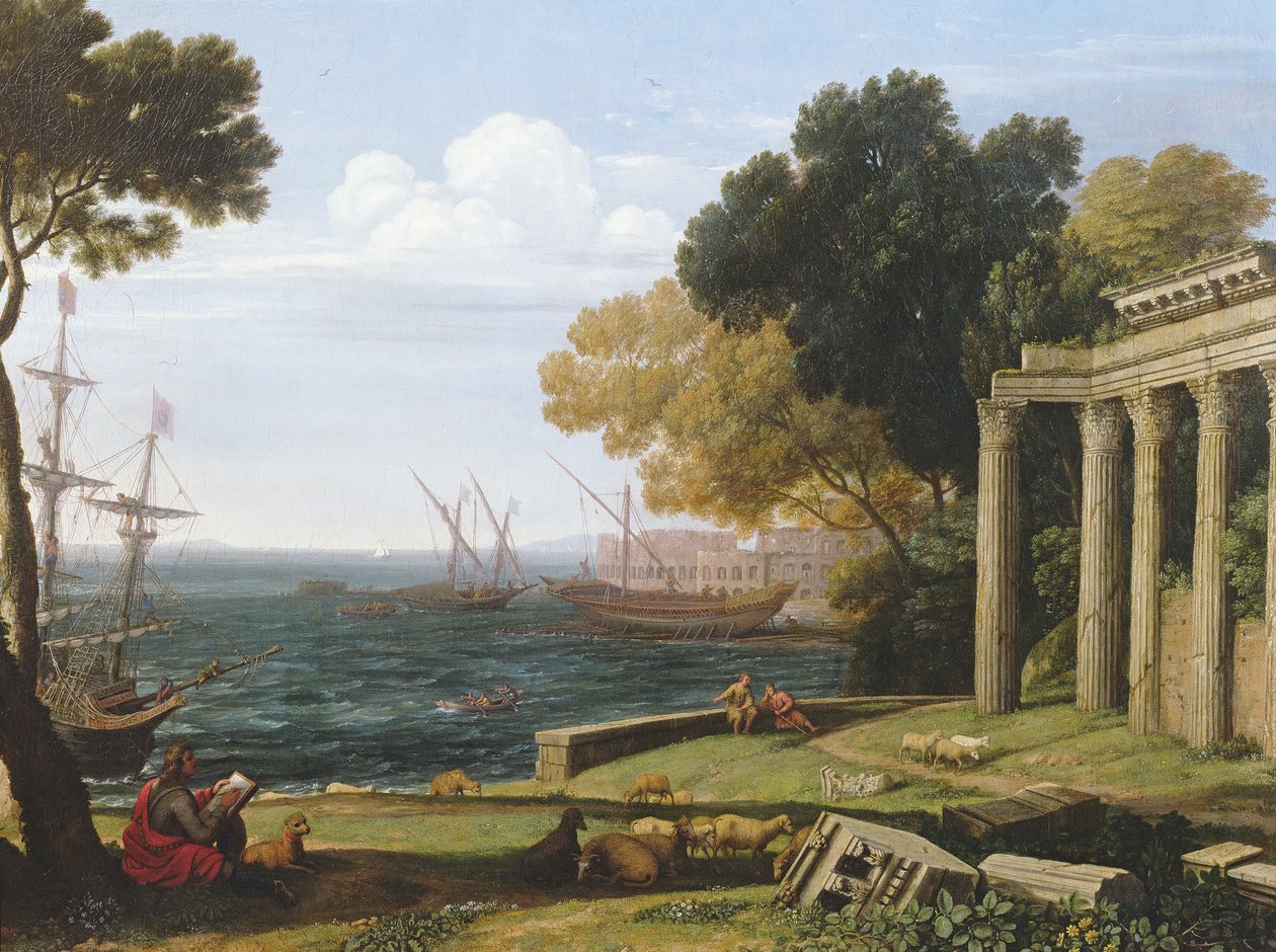 Vista del mar, puerto y anfiteatro de Pola de Jan Frans van Bloemen