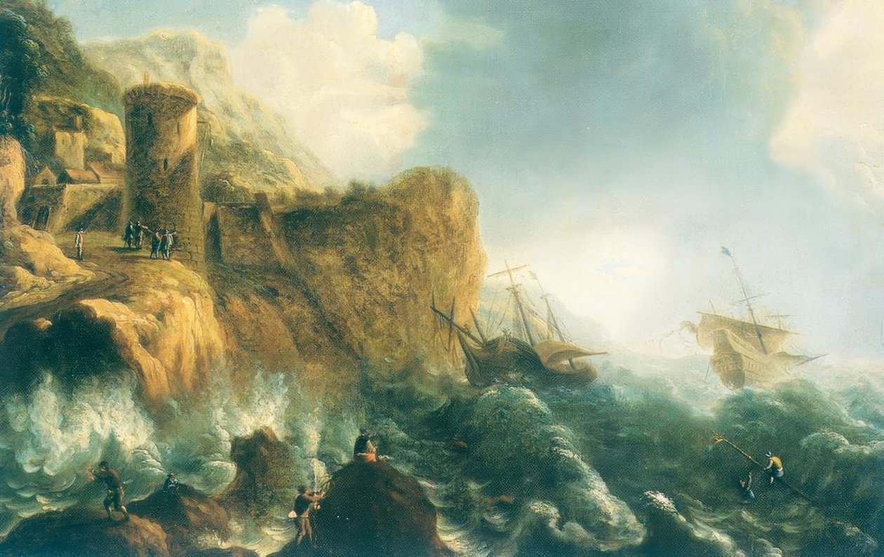Naufragio en costa rocosa de Jan Peeters
