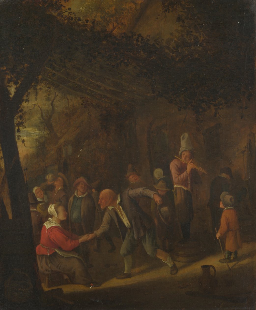 Campesinos festejando fuera de una posada de Jan Havickszoon Steen