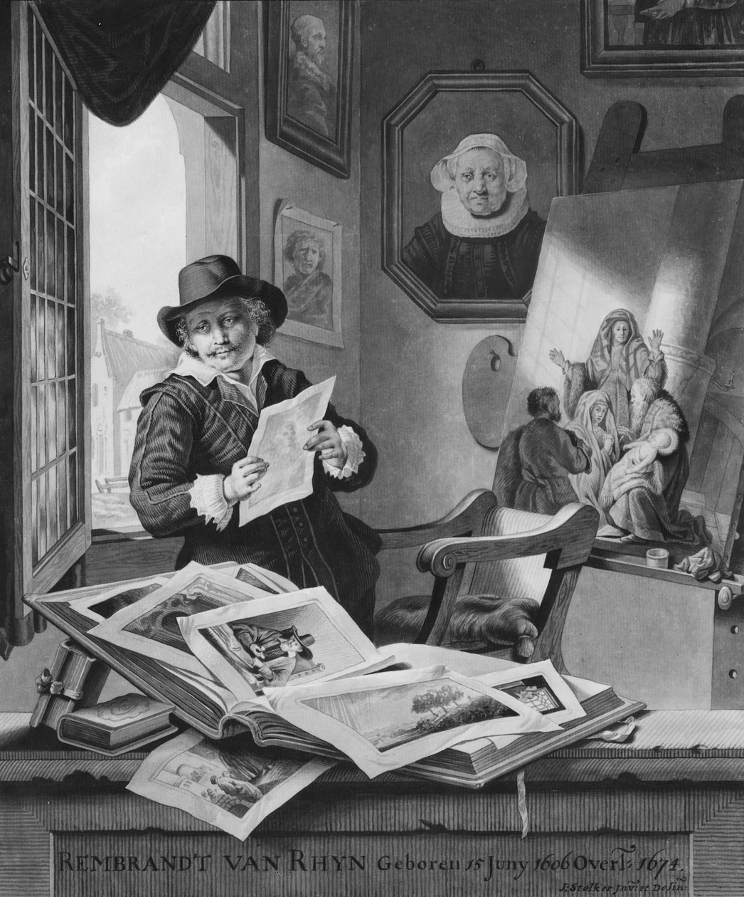 Rembrandt en su estudio de Jan Stolker