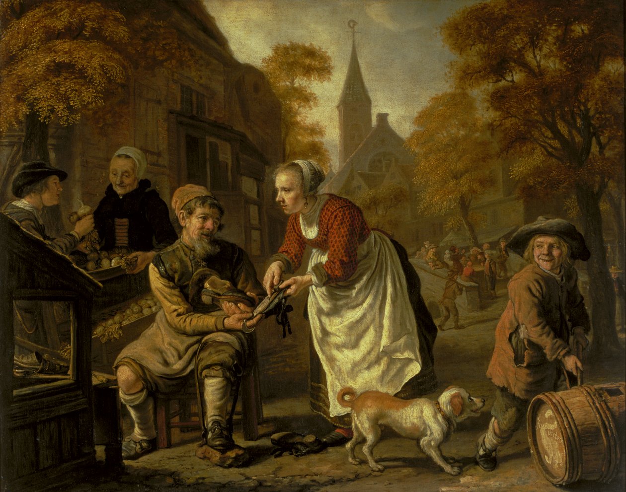 Escena de Pueblo con un Zapatero, c.1650 de Jan Victors