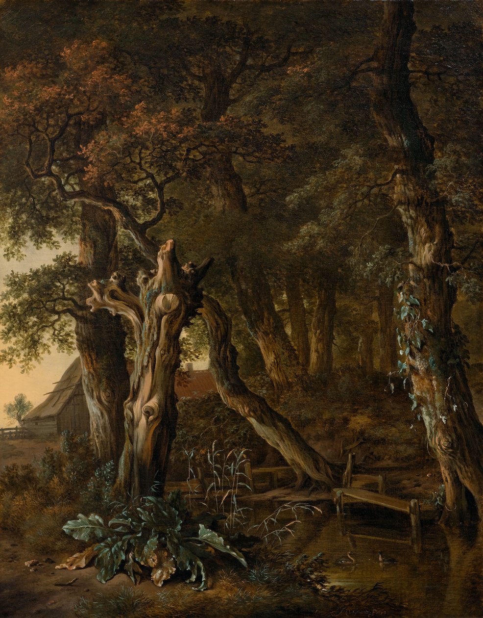 Paisaje forestal con un puente de Jan Wijnants
