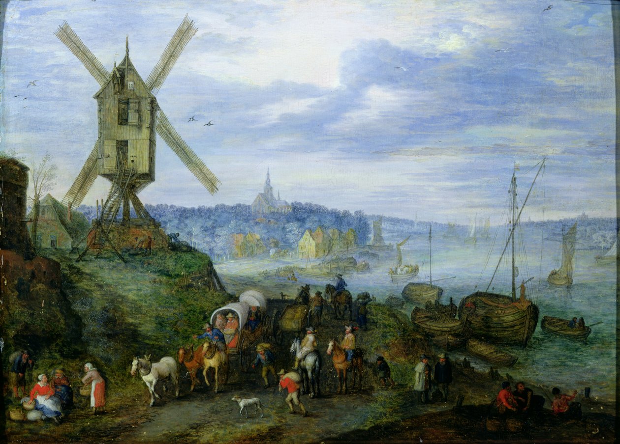 Paisaje fluvial de Jan the Elder Brueghel