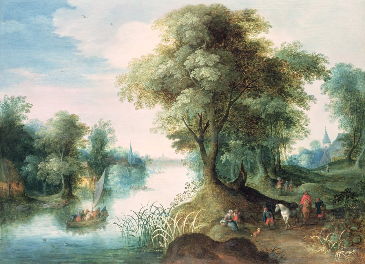 Paisaje fluvial de Jan the Elder Brueghel