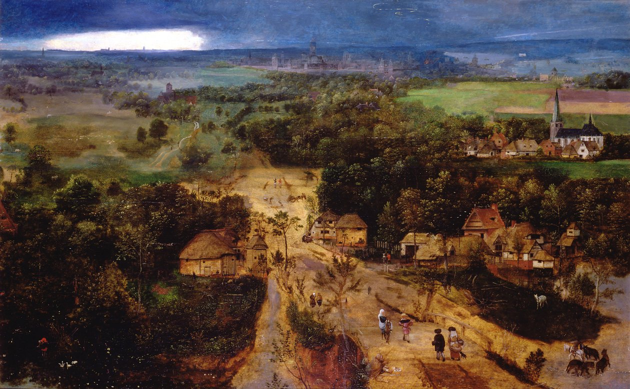 Paisaje con la huida a Egipto, c.1530 de Jan van Amstel
