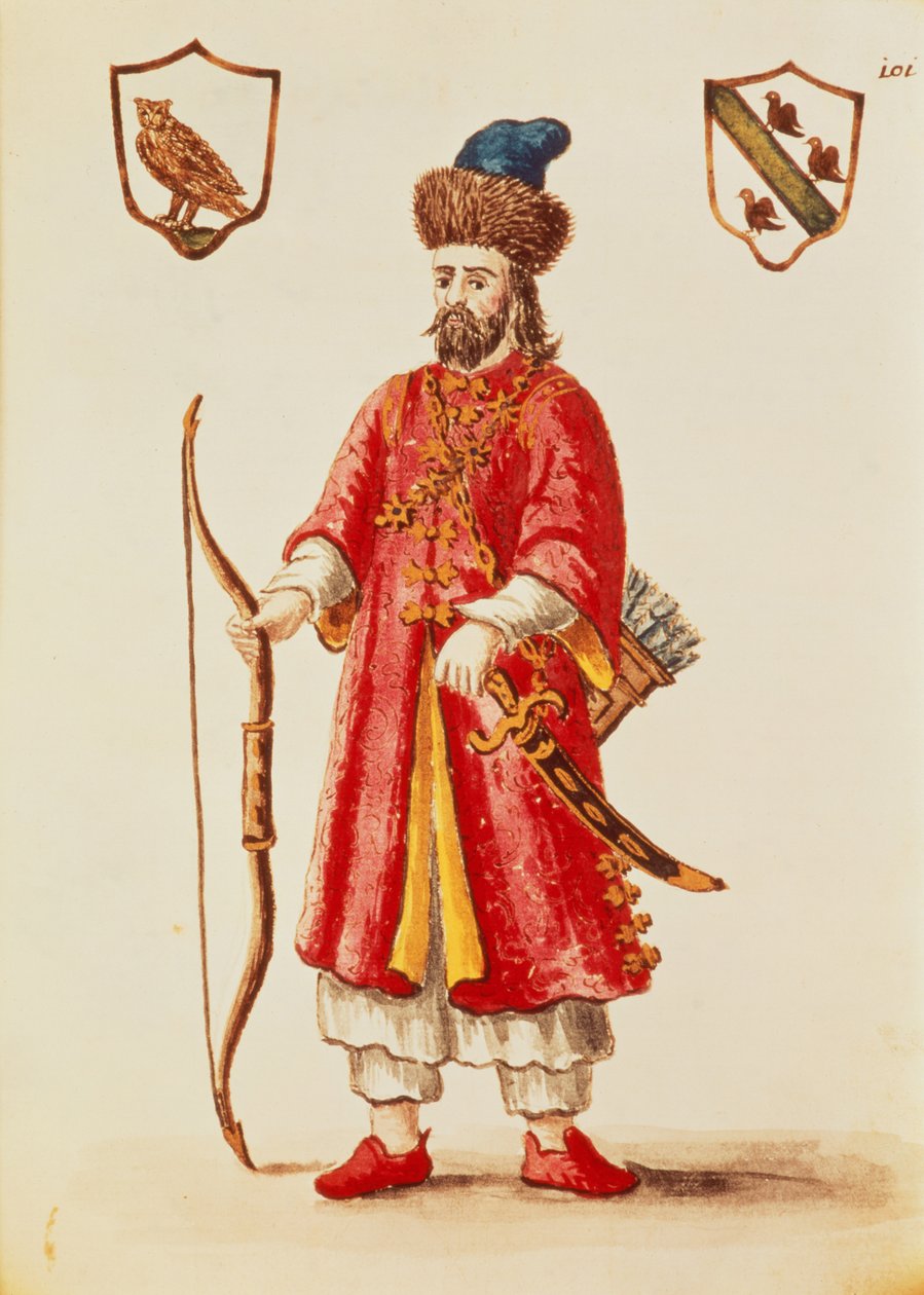 Marco Polo, vestido con traje tártaro, de 