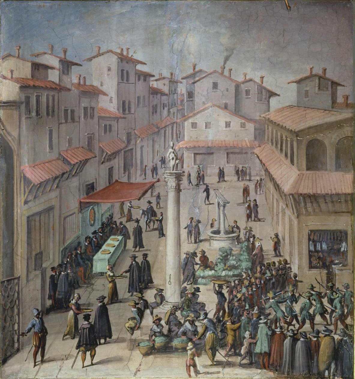 Piazza del Mercato Vecchio, Florencia, 1555 de Jan van der Straet