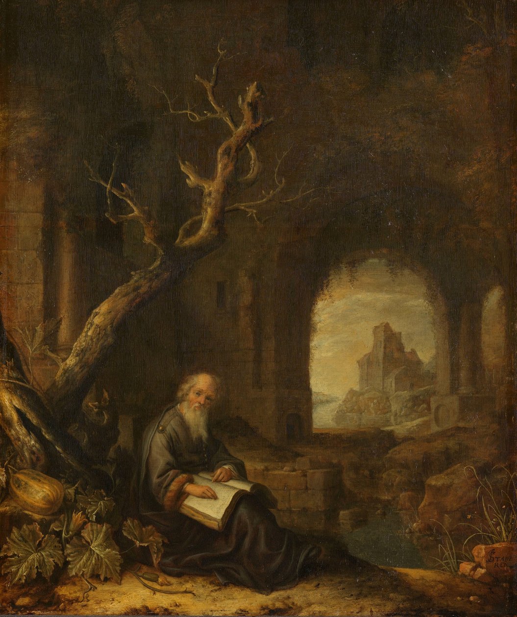 Un ermitaño en una ruina de Jan Adriaensz. van Staveren