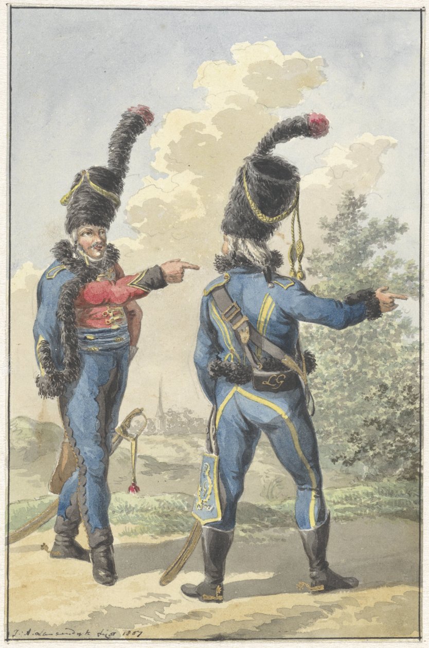 Dos soldados de pie de Jan Anthonie Langendijk Dzn