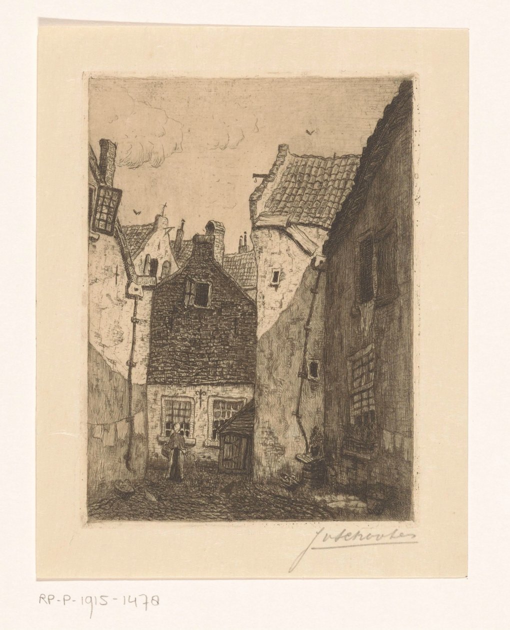 Courtyard de Jan Antonius van Schooten (signed by artist)