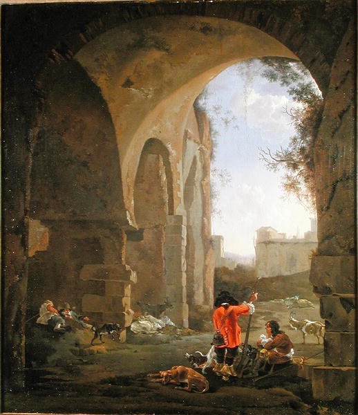 Cazadores entre ruinas de Jan Asselyn