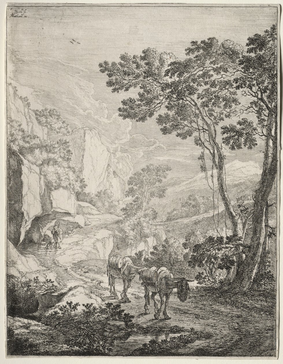 Los dos mulos. Rocca Aquatica cerca de Ancona de Jan Both