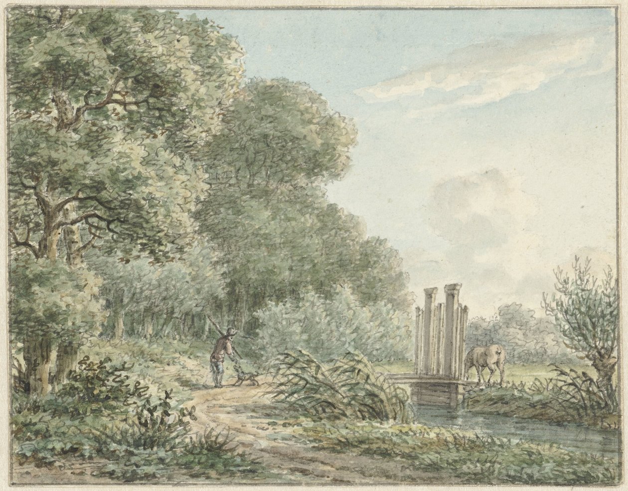 Caminante en la carretera de Amstelveen de Jan Evert Grave