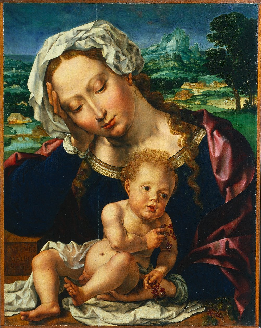 Virgen y Niño en un paisaje, 1531 de Jan Gossaert