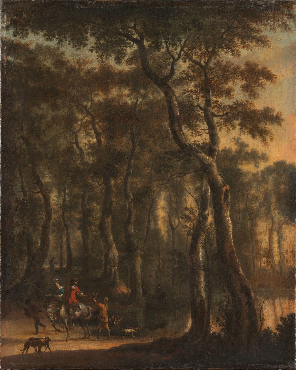 Cazadores en el bosque de Jan Hackaert