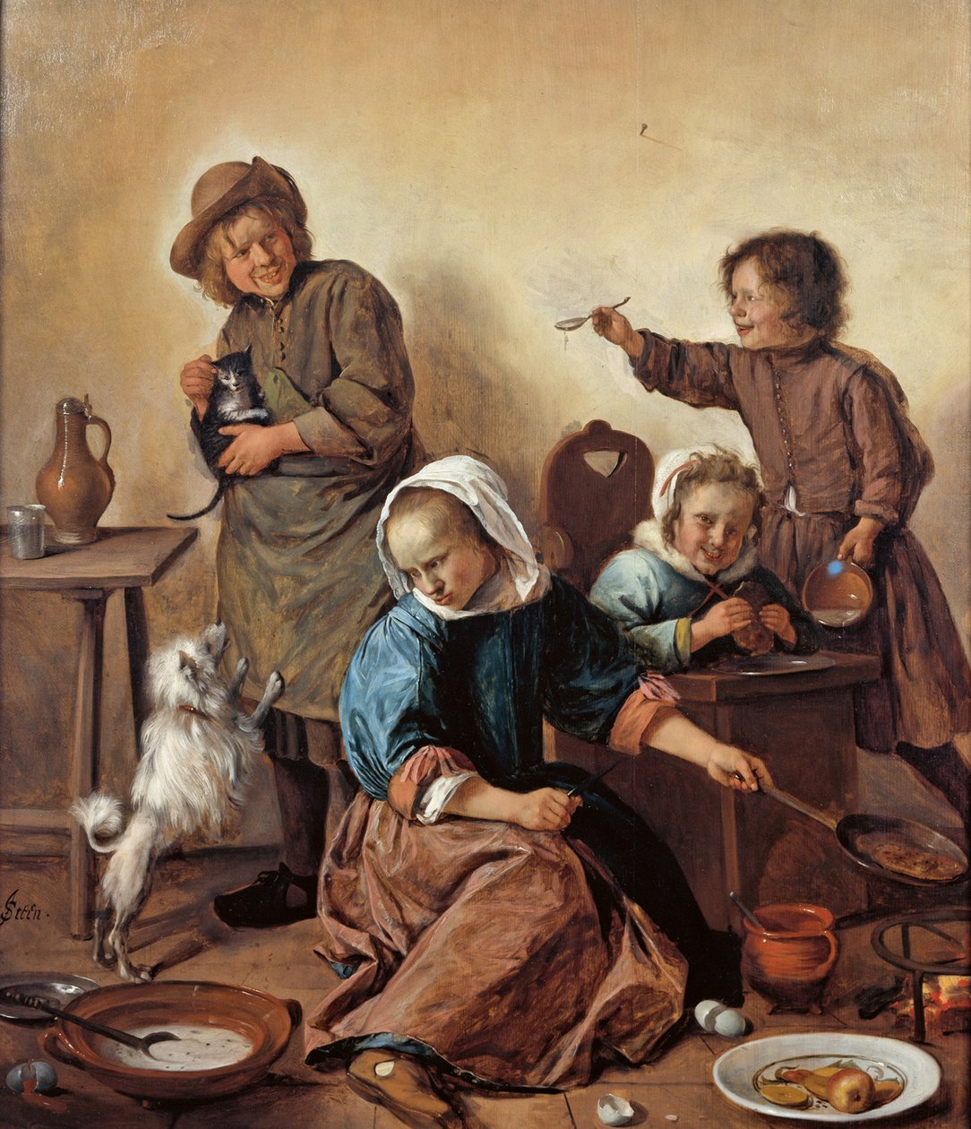 La comida de los niños, ca 1665 de Jan Havickszoon Steen