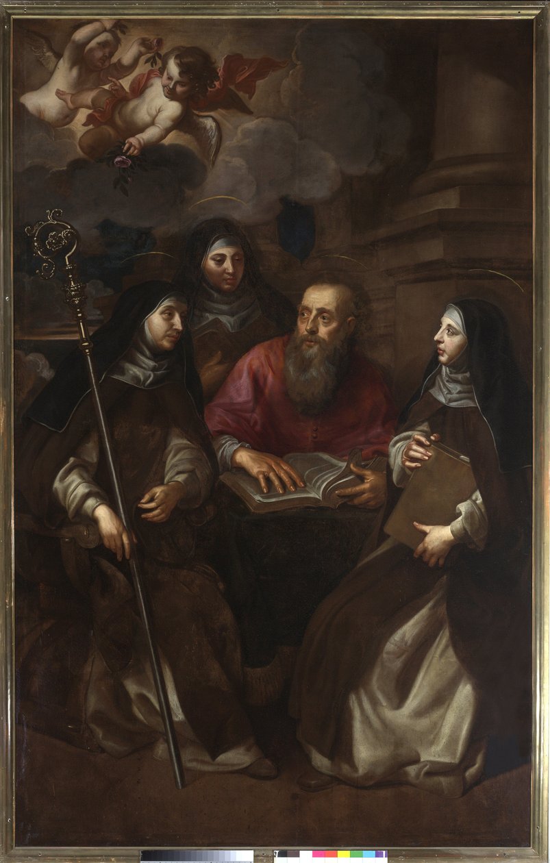 San Jerónimo con tres santos (pintura de Jan Hovaert