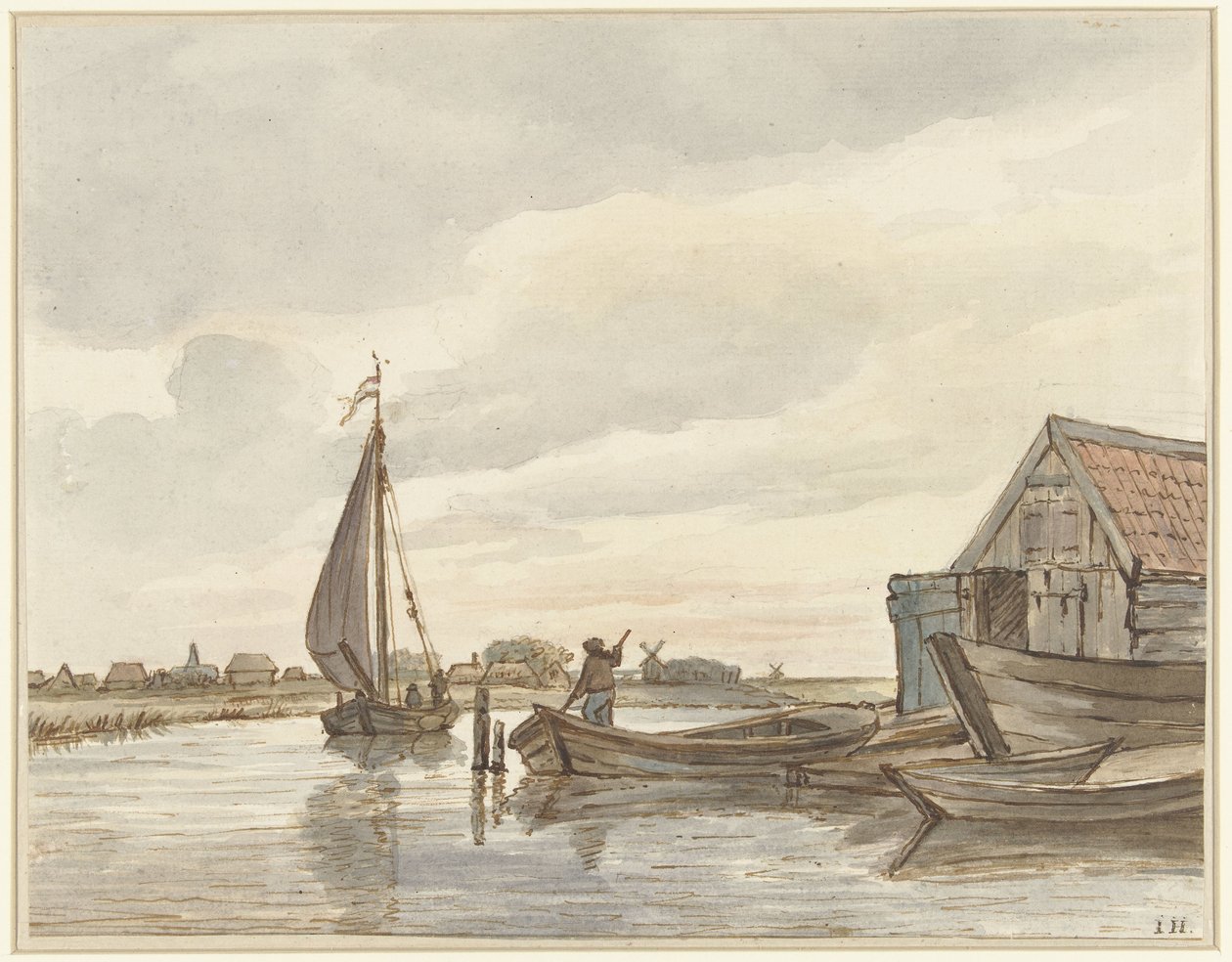 Algunos barcos en una zanja de Jan Hulswit