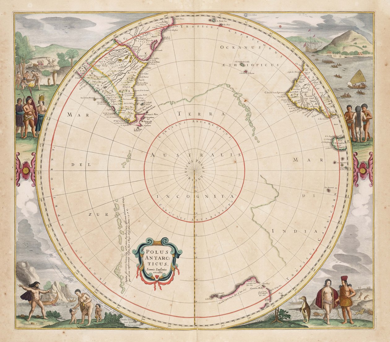 Mapa de 1657 Polus Antarcticus de Jan Janssonius