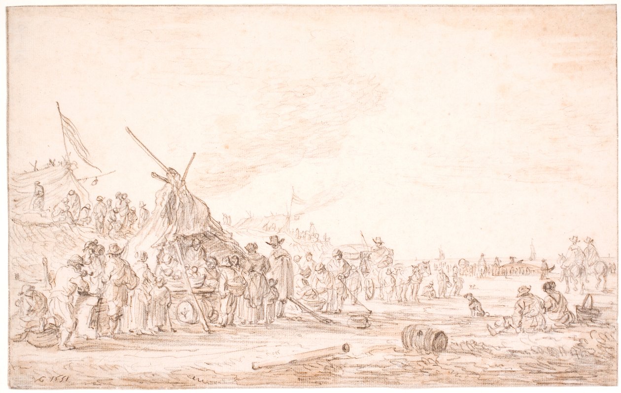 Paisaje costero con una ballena varada de Jan Josefsz van Goyen