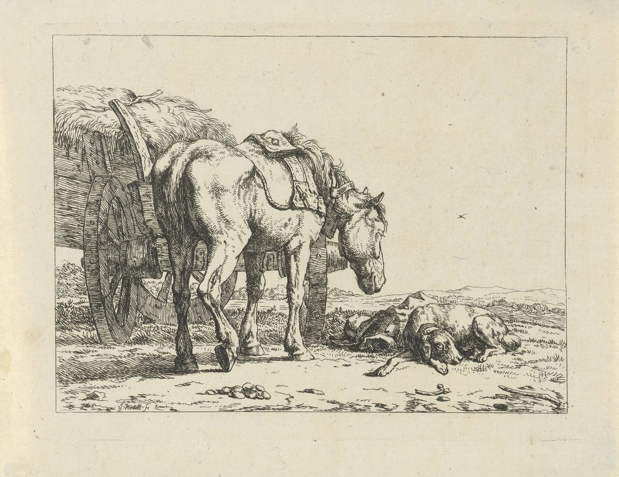 Caballo y perro en un segador de Jan Kobell (II)