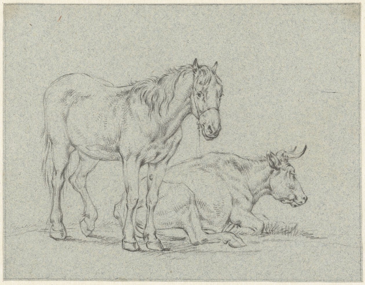 Caballo de pie y vaca acostada de Jan Kobell (II)