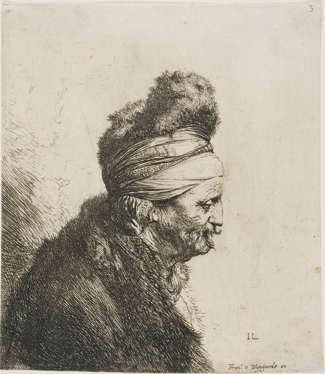 Busto de un hombre oriental, mirando a la derecha de Jan Lievens