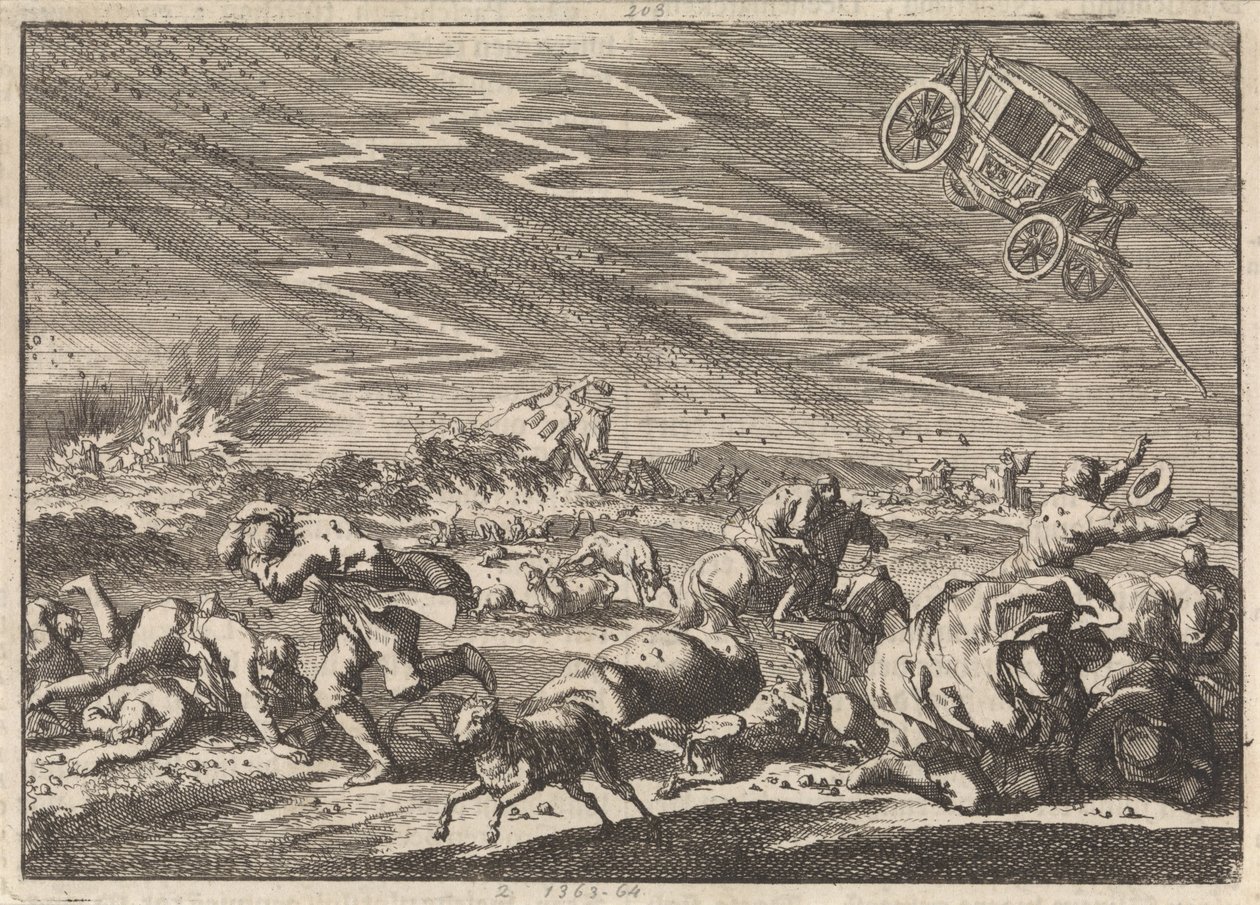 Fuerte tormenta en Donsenhausen en Thuringen, 1674 de Jan Luyken