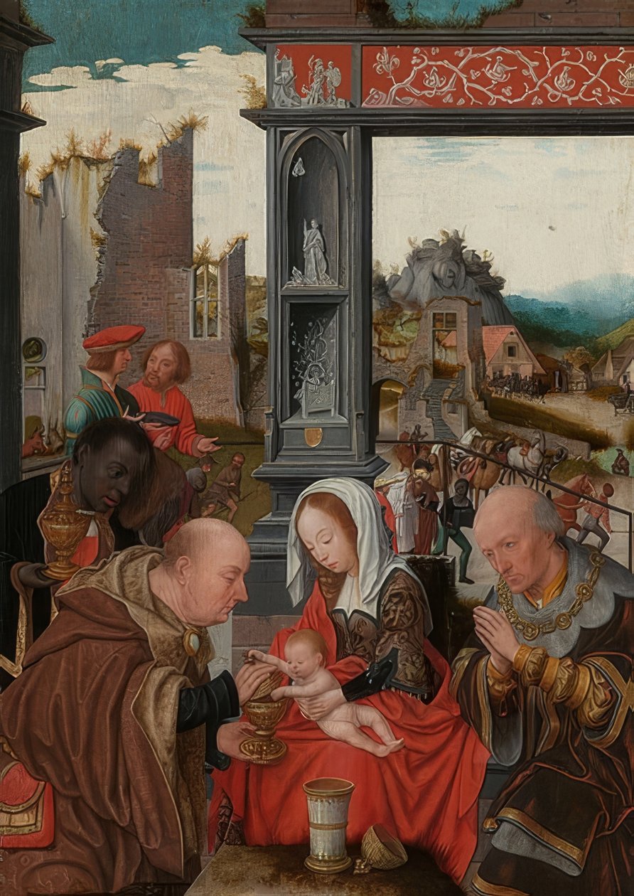 Adoración de los Reyes de Jan Mostaert