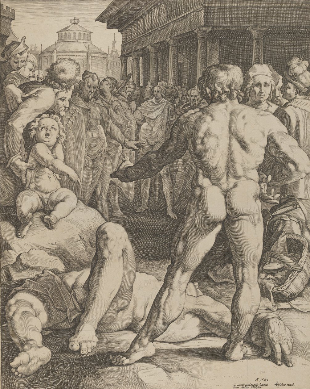 La lucha entre Ulises e Irus, ca. 1590 de Jan Muller