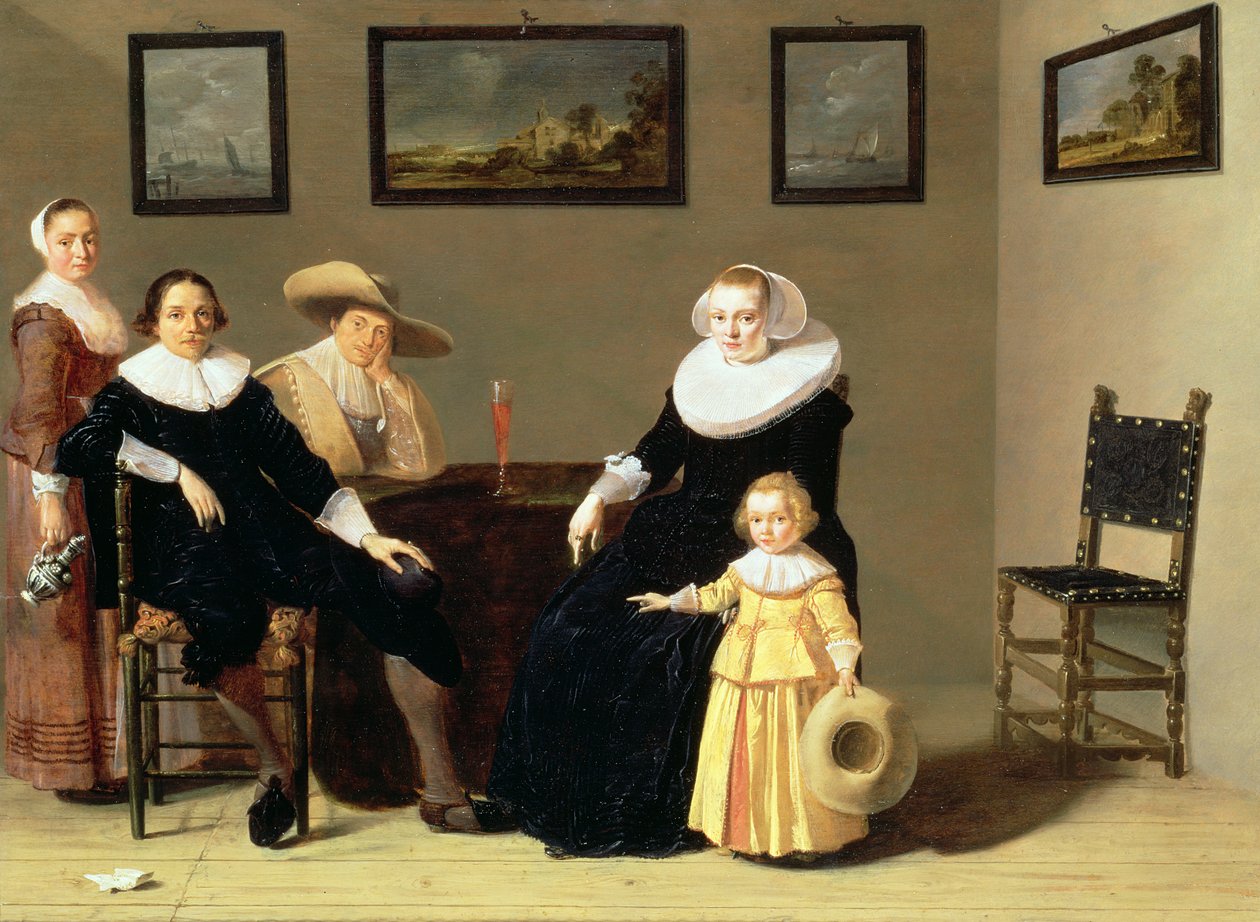 Familia holandesa en un interior de Jan Olis