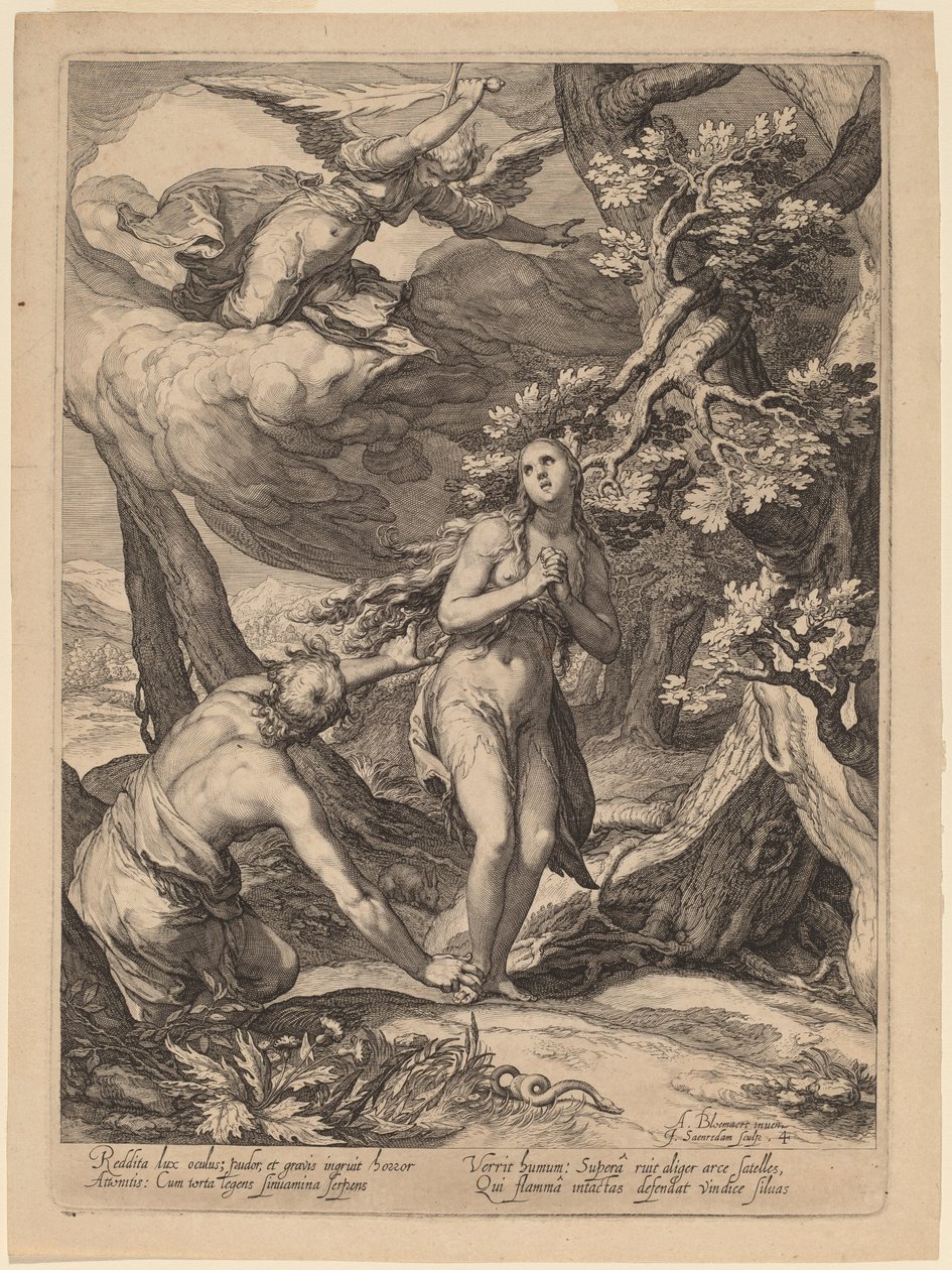 Expulsión del Edén de Jan Pietersz Saenredam after Abraham Bloemaert