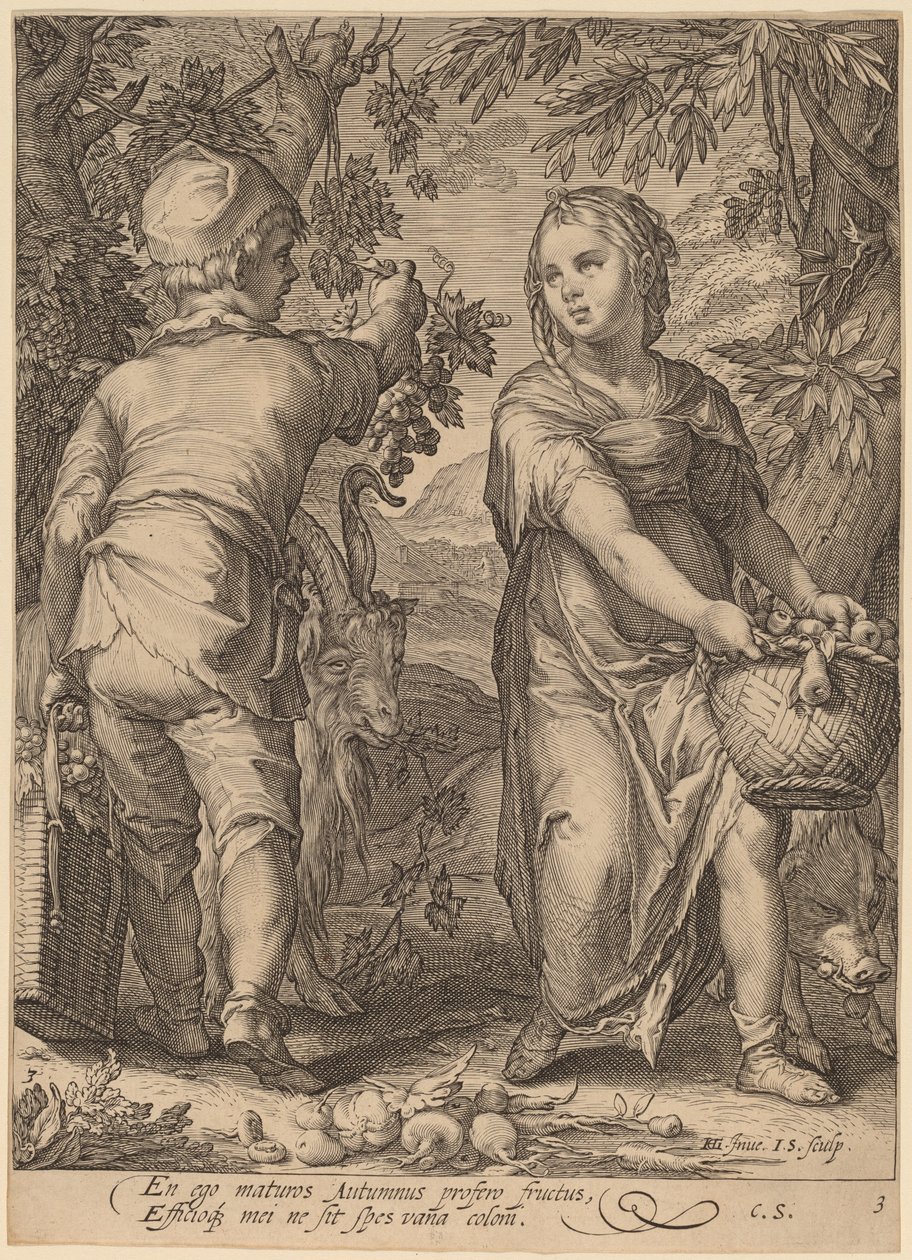 Otoño de Jan Pietersz Saenredam after Hendrik Goltzius