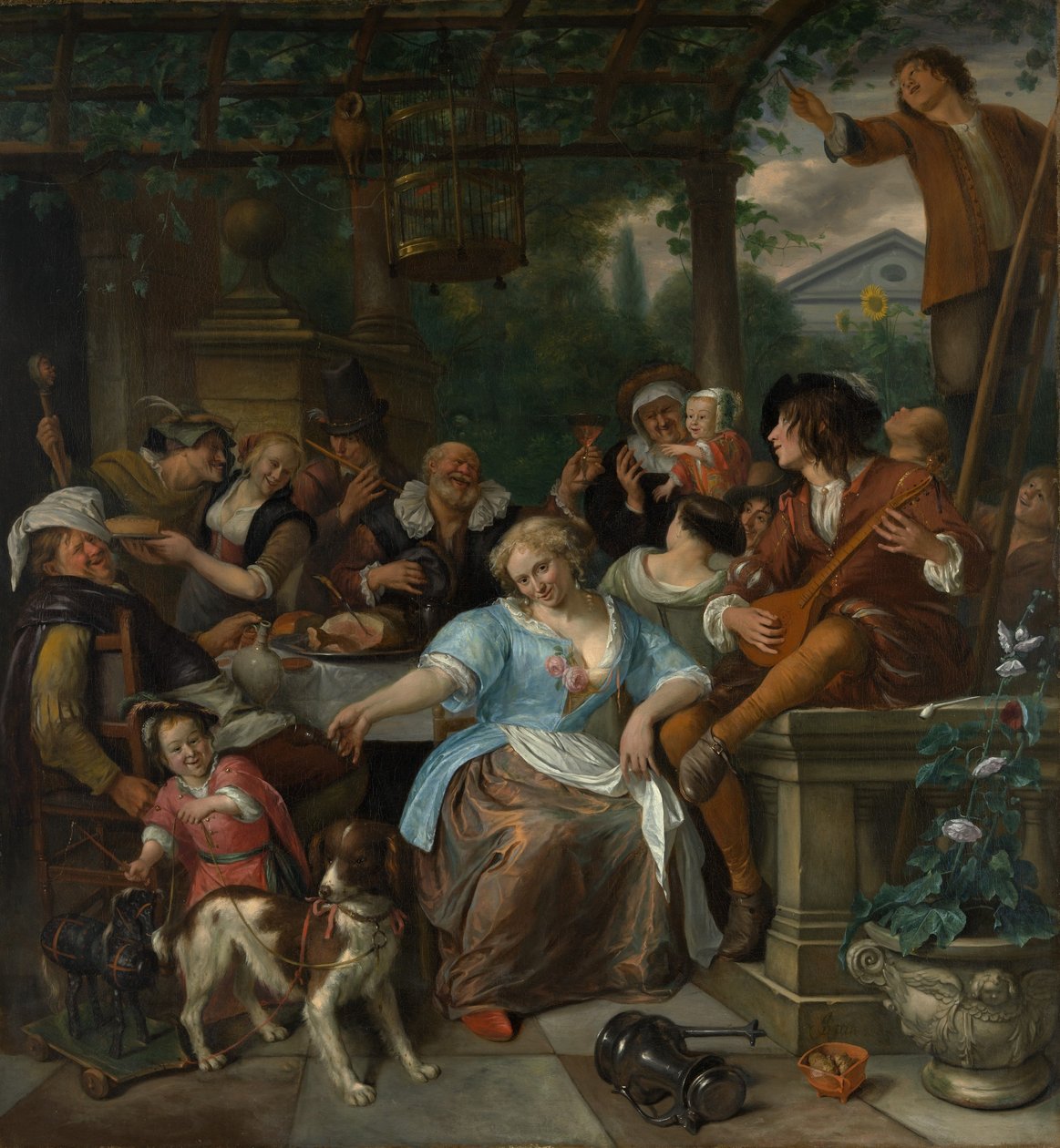 Compañía alegre en una terraza, ca. 1670 de Jan Havickszoon Steen