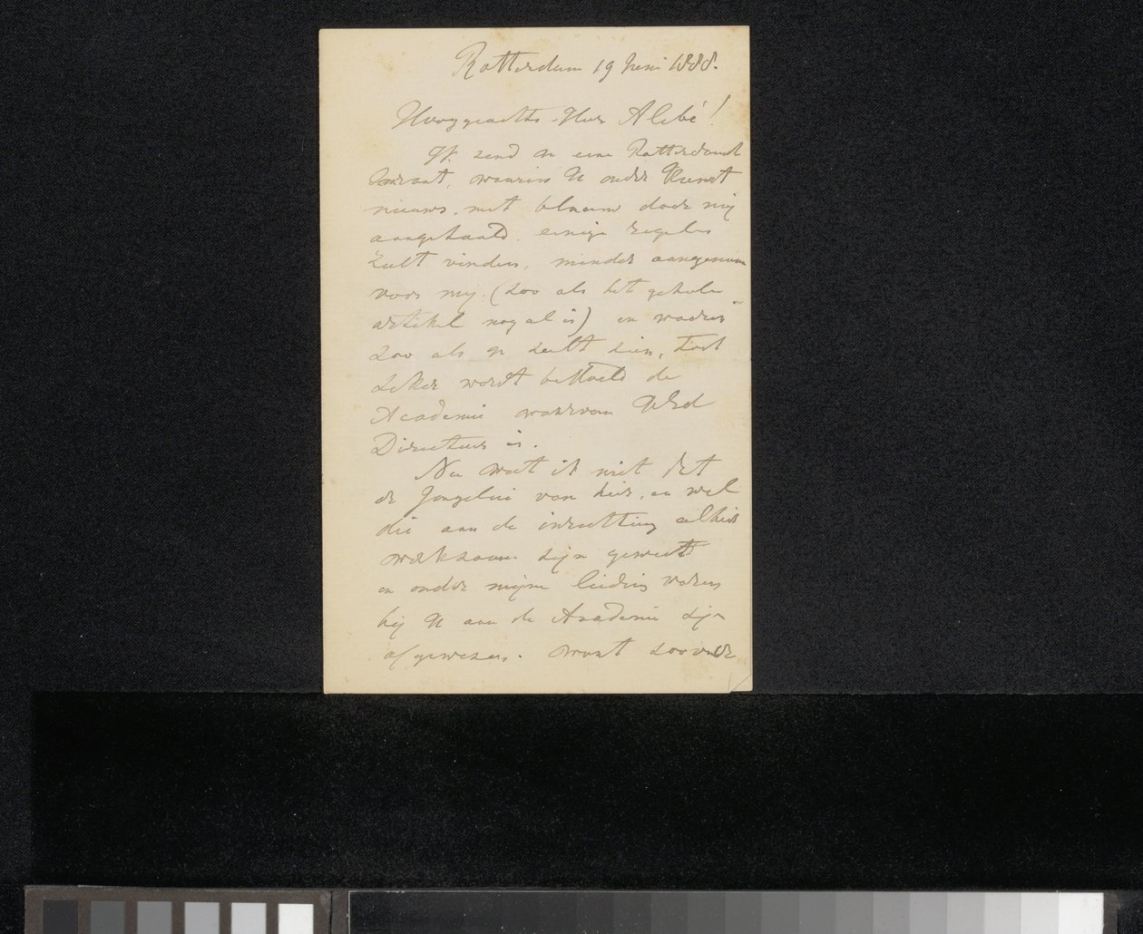 Carta a August Allebé de Jan Striening