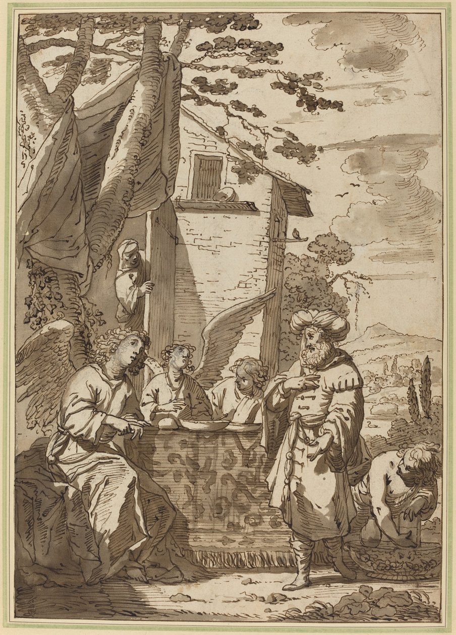 Abraham recibiendo a los ángeles de Jan Tengnagel