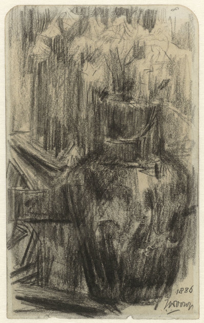 Jarrón con flores en un interior de Jan Toorop