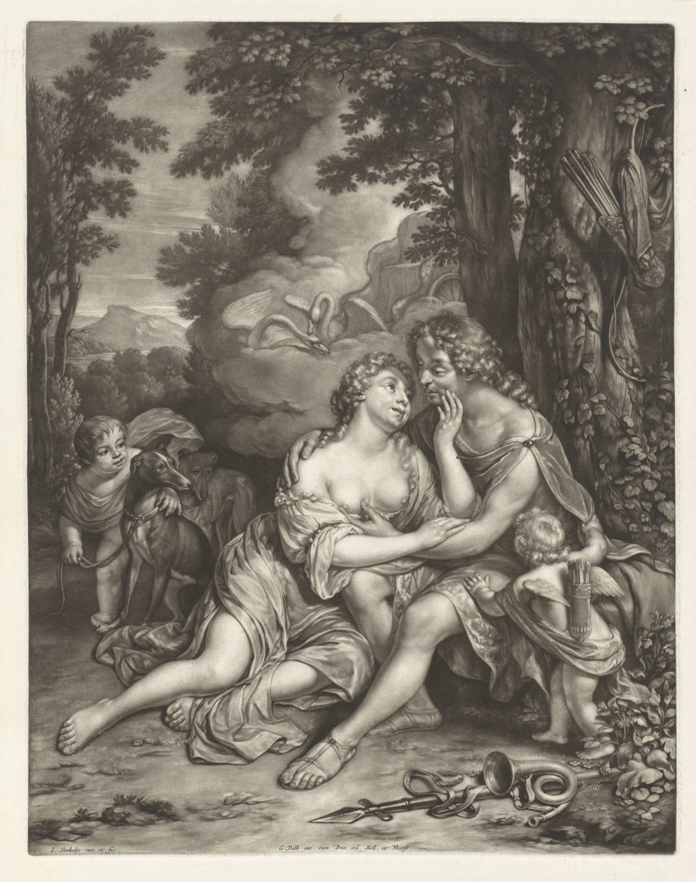 Venus evita que Adonis cace de Jan Verkolje (I)