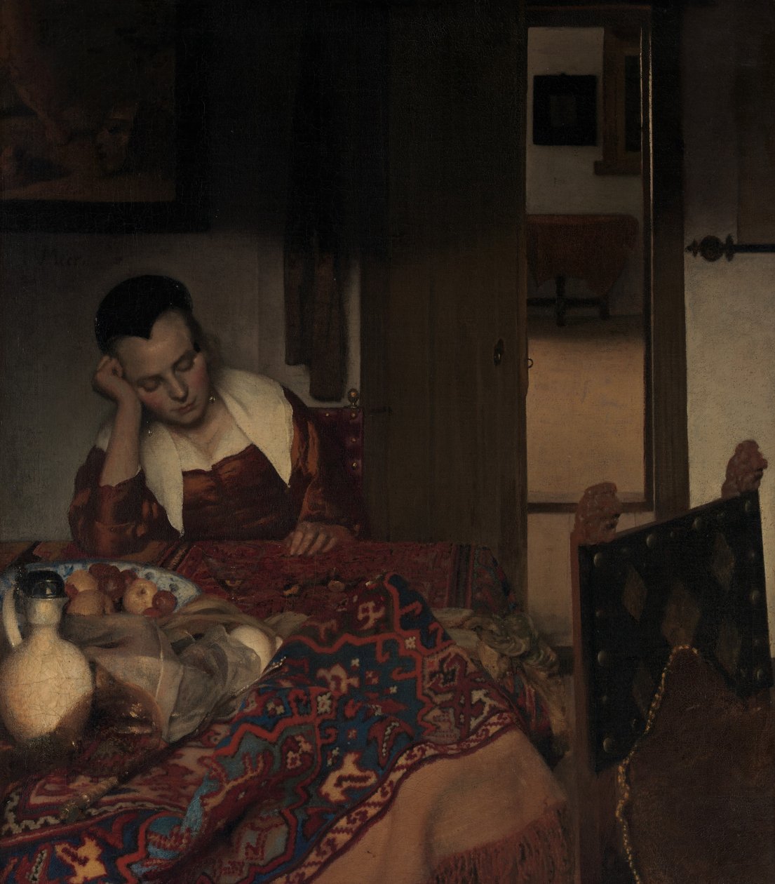Una criada dormida, ca. 1656-57 de Johannes Vermeer