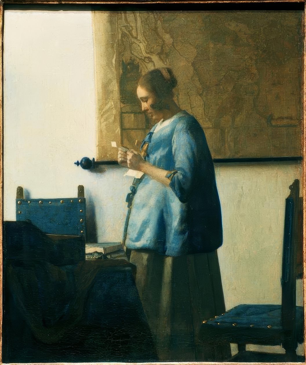 Mujer leyendo una carta en azul de Jan Vermeer van Delft