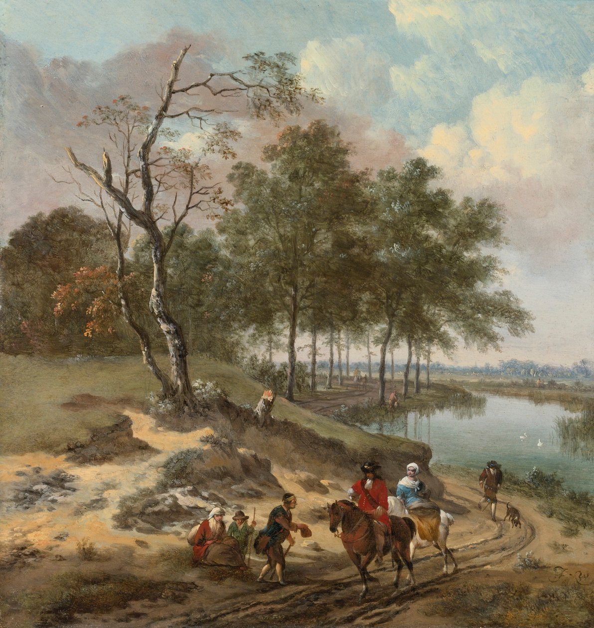 Paisaje con jinetes y mendigos de Jan Wijnants