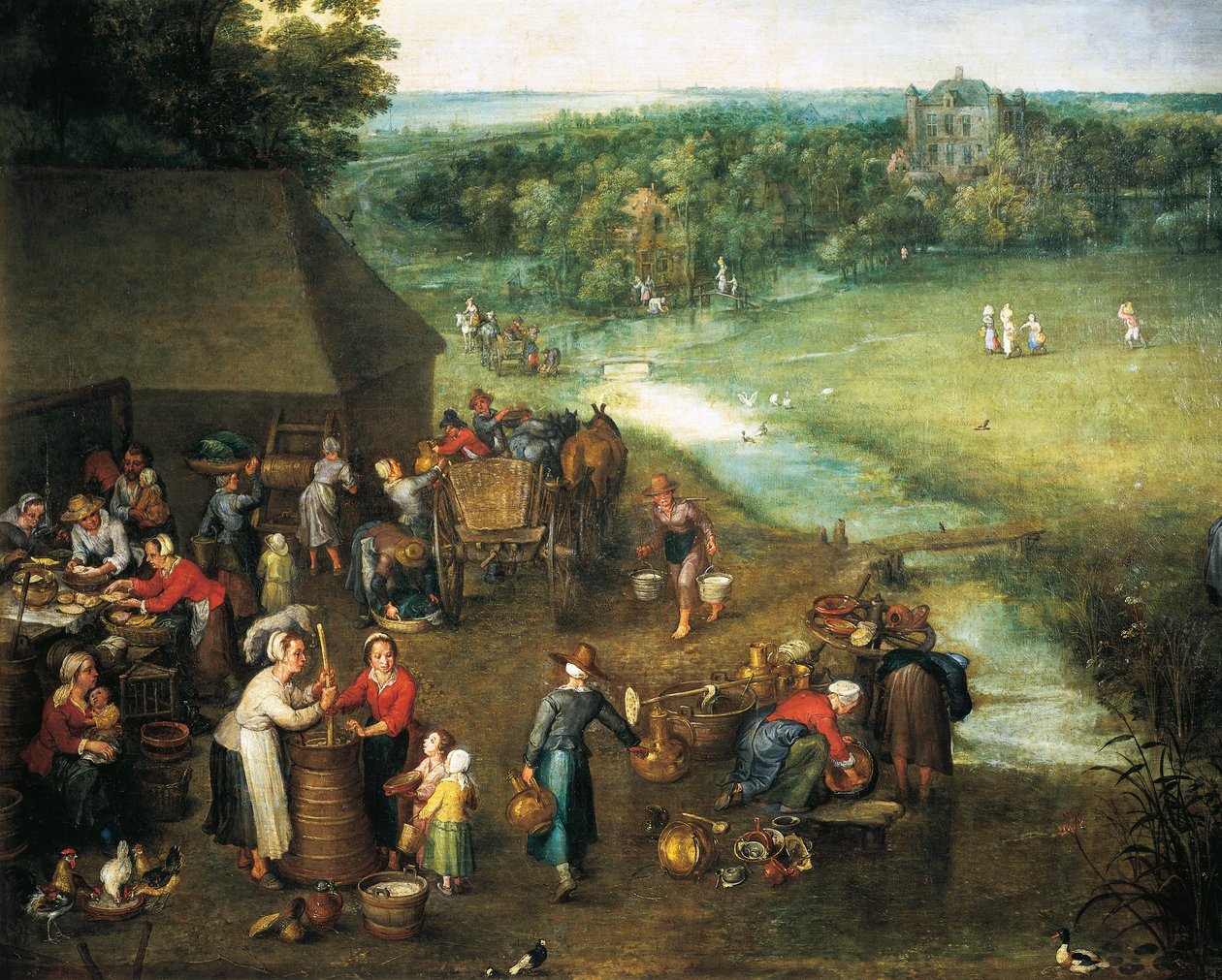 Vida en el campo, Detalle (pintura) de Jan the Elder Brueghel