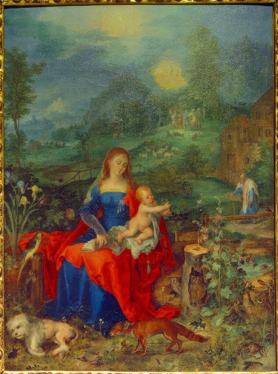 María con muchos animales de Jan the Elder Brueghel